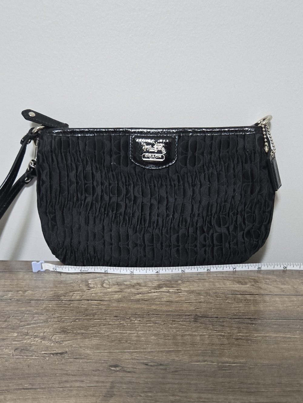 Coach Black Quilted Logo Wristlet